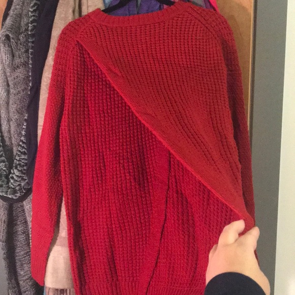 Red Open Back Sweater - Picture 6 of 6